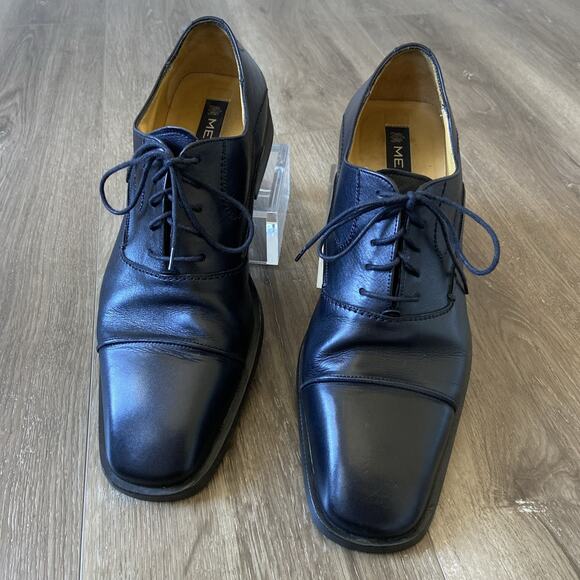Mezlan Dress Shoe Sz 10M Black Tavira Lace up Cap Toe Oxford Leather Made Spain - Picture 1 of 14